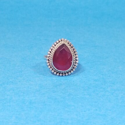 Vintage Ruby Red Silver Ring