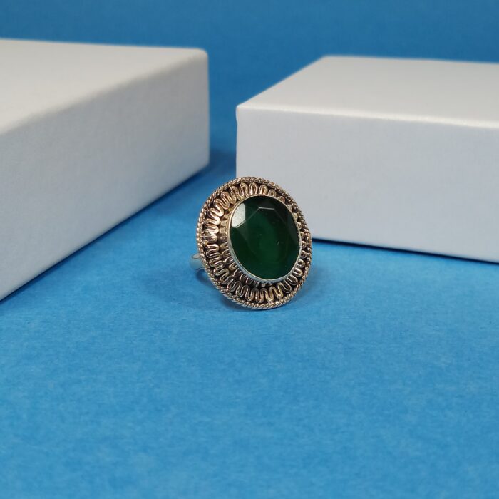 Enchanted Emerald: Sterling Silver Green Stone Ring