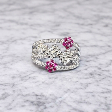 Enchanted Elegance: 925 Sterling Silver Floral Vine Ring