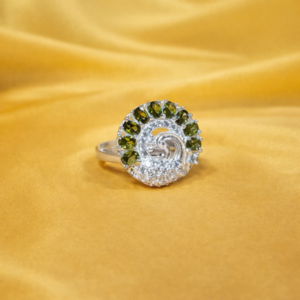 Mayura Nava Silver Peacock Ring - Embodiment of Indian Opulence