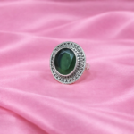 Enchanted Emerald: Sterling Silver Green Stone Ring