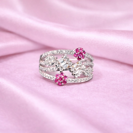 Enchanted Elegance: 925 Sterling Silver Floral Vine Ring