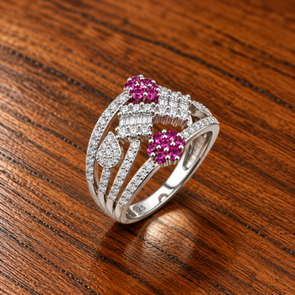 Enchanted Elegance: 925 Sterling Silver Floral Vine Ring