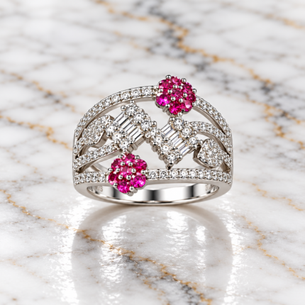 Enchanted Elegance: 925 Sterling Silver Floral Vine Ring