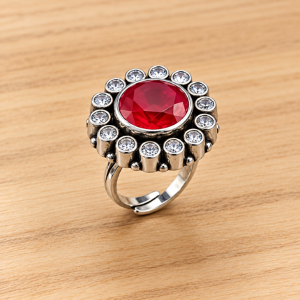 Passion Ruby Red Silver Ring