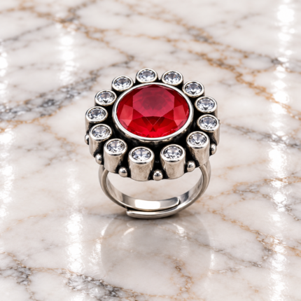 Passion Ruby Red Silver Ring