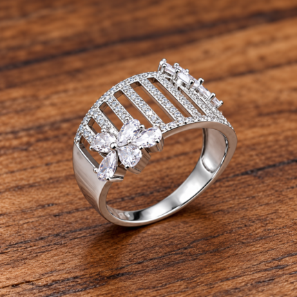 Eternal Bloom: 925 Sterling Silver Floral Vine Ring