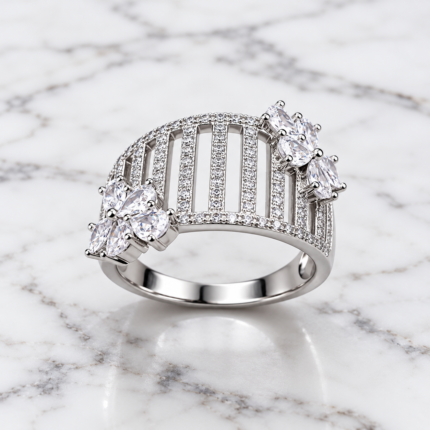 Eternal Bloom: 925 Sterling Silver Floral Vine Ring