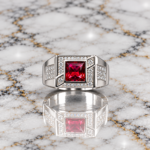 Elegance Defined: Men's Sterling Silver Ring with White Diamonds