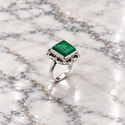 Sylvan Splendor: Sterling Silver Green Stone Ring