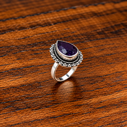Obsidian Elegance Silver Ring