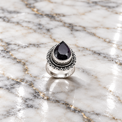 Obsidian Elegance Silver Ring