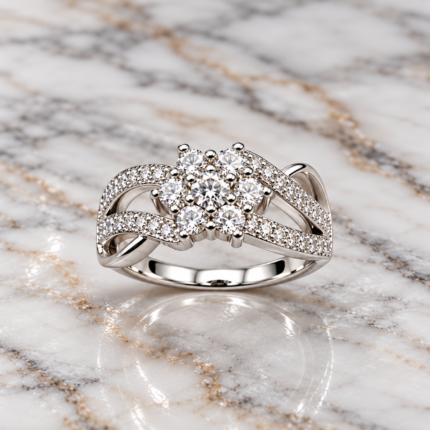 Cascading Elegance: 925 Sterling Silver Waterfall Ring