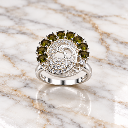 Mayura Nava Silver Peacock Ring - Embodiment of Indian Opulence