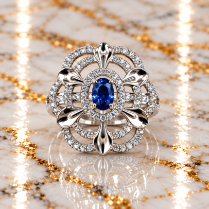 Azure Majesty: Sterling Silver Blue Stone Ring