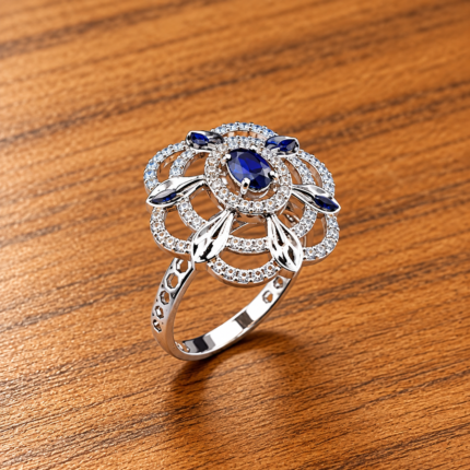 Azure Majesty: Sterling Silver Blue Stone Ring