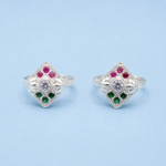 Crimson Charm: Silver Toe Ring Adorned with Red Stone