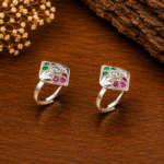 Crimson Charm: Silver Toe Ring Adorned with Red Stone