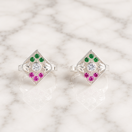 Crimson Charm: Silver Toe Ring Adorned with Red Stone
