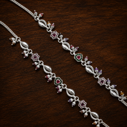 Melodious Beauty: Silver Payal with Shankh Shell Embellishments