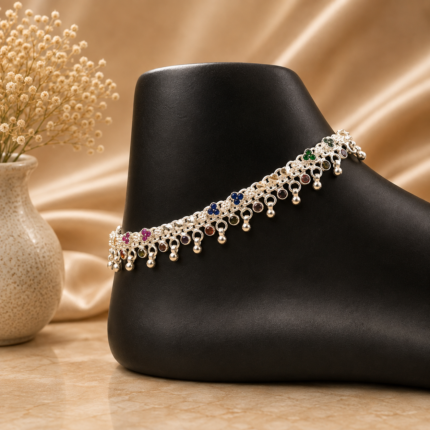 Ethereal Silver Symphony: Exquisite Handcrafted Payal for Elegance