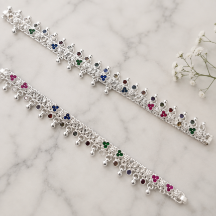 Ethereal Silver Symphony: Exquisite Handcrafted Payal for Elegance