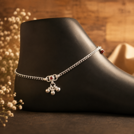 Butterfly Elegance: Sterling Silver Payal with Delicate Winged Charms