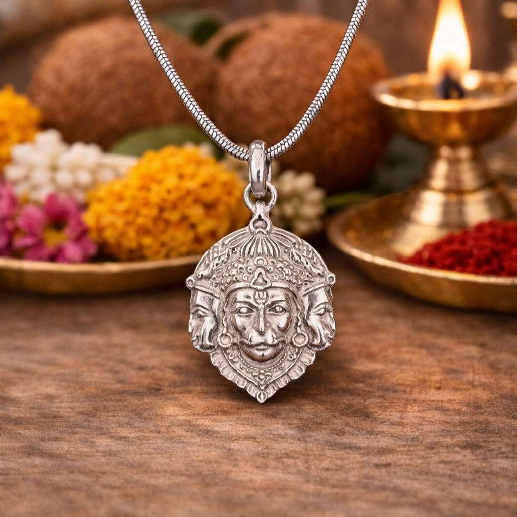 ChatGPT Image Feb 16, 2026, 11_49_30 AM Teen Mukhi Hanuman Pendant - Triumphant Symbol of Strength and Devotion