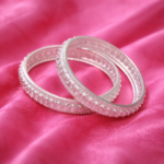 Elegant Silver Kangan with Pink Stone - Perfect for Any Occasion
