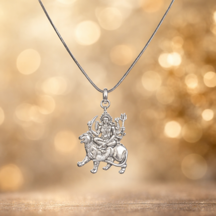 Divine Grace: Silver Ma Durga Pendant - Symbol of Strength and Protection