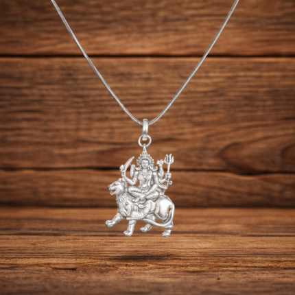 Divine Grace: Silver Ma Durga Pendant - Symbol of Strength and Protection