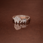 Charming Sterling Silver 925 Ring with Twin Elephant Motif