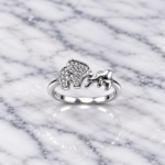 Charming Sterling Silver 925 Ring with Twin Elephant Motif