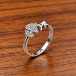 Charming Sterling Silver 925 Ring with Twin Elephant Motif