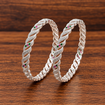 Radiant Silver Kangan - Exquisite Craftsmanship for Every Occasion
