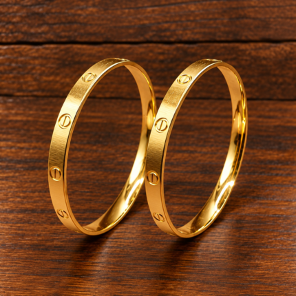 Golden Elegance: Exquisite Kangan with Gold Polish
