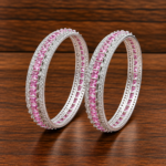 Elegant Silver Kangan with Pink Stone - Perfect for Any Occasion
