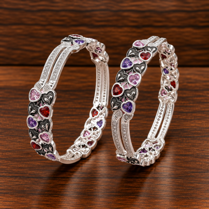 Sparkling Silver Kangans: Captivating Beauty in Every Detail