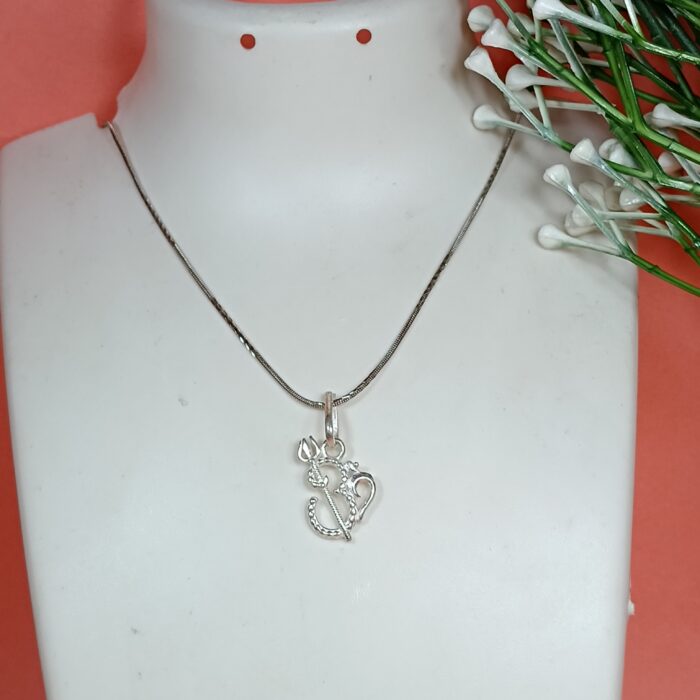 Sacred Synergy: Silver Trishul Om Pendant - Fusion of Divine Power and Universal Harmony (Without Chain)