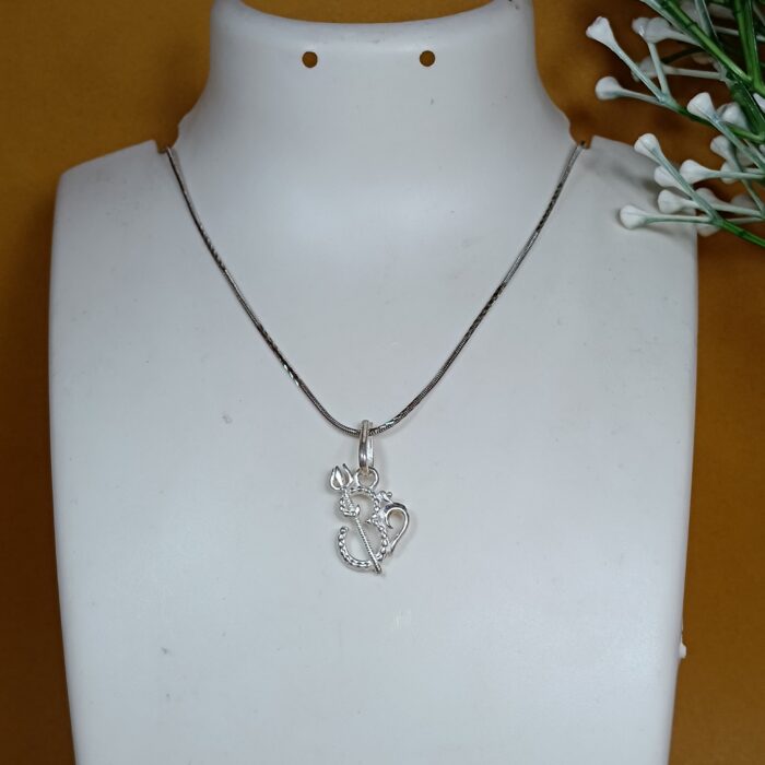 Sacred Synergy: Silver Trishul Om Pendant - Fusion of Divine Power and Universal Harmony (Without Chain)