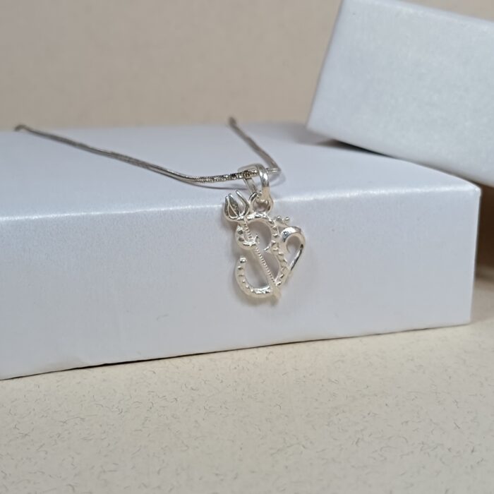 Sacred Synergy: Silver Trishul Om Pendant - Fusion of Divine Power and Universal Harmony (Without Chain)