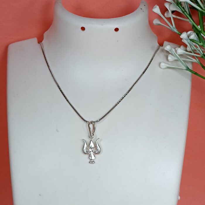 Divine Trident: Silver Trishul Pendant - Symbol of Power and Protection ( without chain )