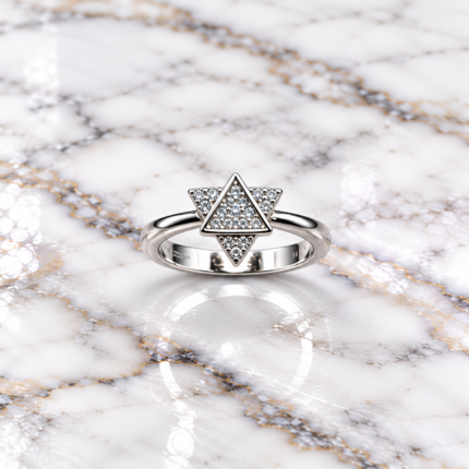 Mystic Geometric: Sterling Silver 925 Ring with Triangle Elegance