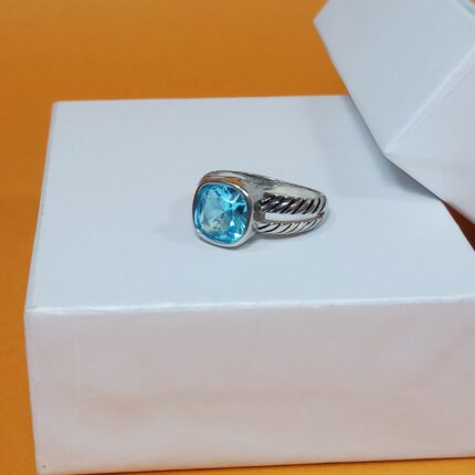 Ethereal Blue Diamond Silver Ring: