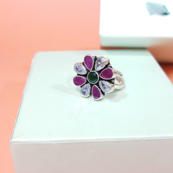 Radiant Silver Blossom Ring