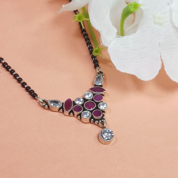 Elegant Silver Cutstone Mangalsutra
