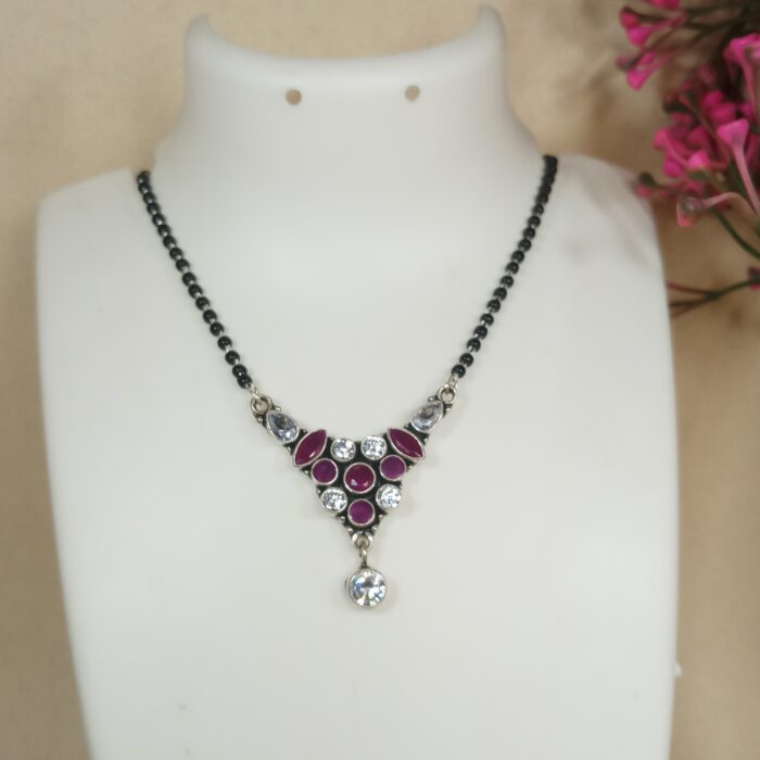 Elegant Silver Cutstone Mangalsutra