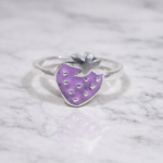 Sweet Berry Bliss: Kids' Silver Strawberry Ring