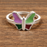 Whimsical Wings: Kids' Silver Butterfly Ring