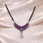 Timeless Silver Cutstone Oxidized Mangalsutra